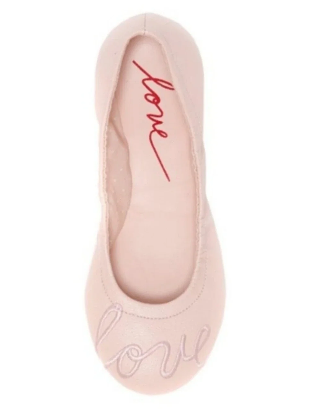 NWT Pink Embroidered LOVE Ballet Flats By Ellen Degeneres 2.5 Little Girls